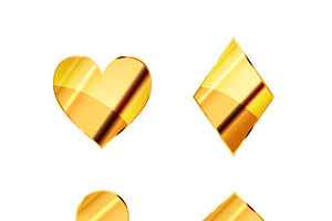 Glossy golden card suits icons, an Object Graphic by BestPics