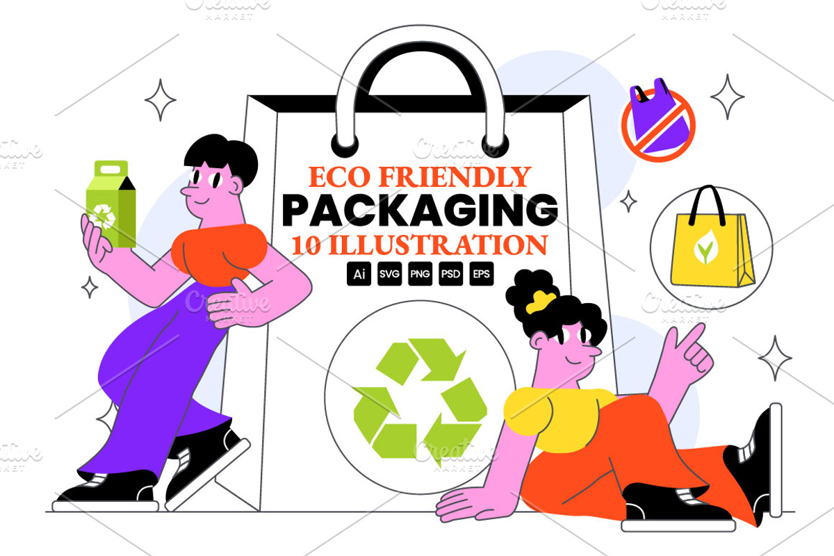 10 Eco Friendly Packaging, a Person Illustration by denayunebgt (Photo 1 of 4)