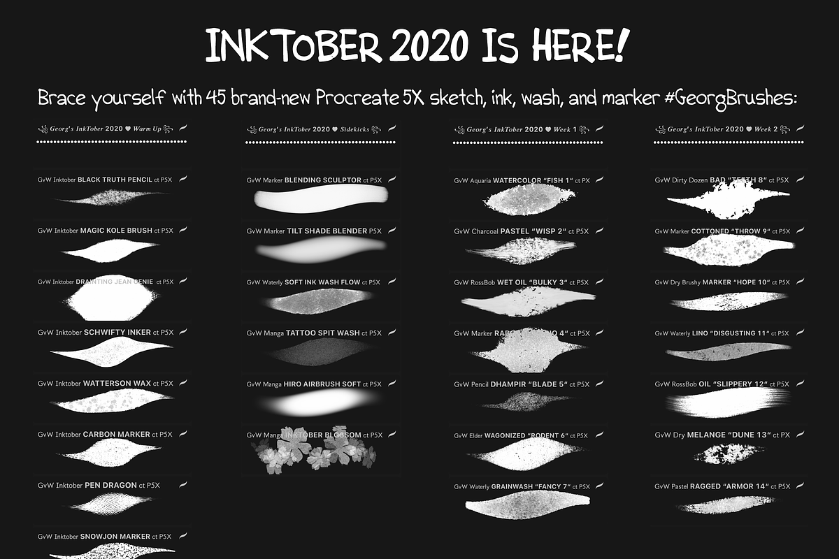 Georg's BrushTober 150+ Brushes Pack, a Brush Add-On by Georg's Procreate Brushes (Photo 11 of 21)