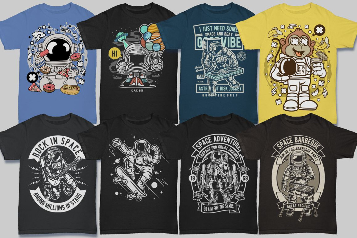 50 Astronaut Tshirt Designs Bundle, an Illustration by roach_graphic (Photo 6 of 7)