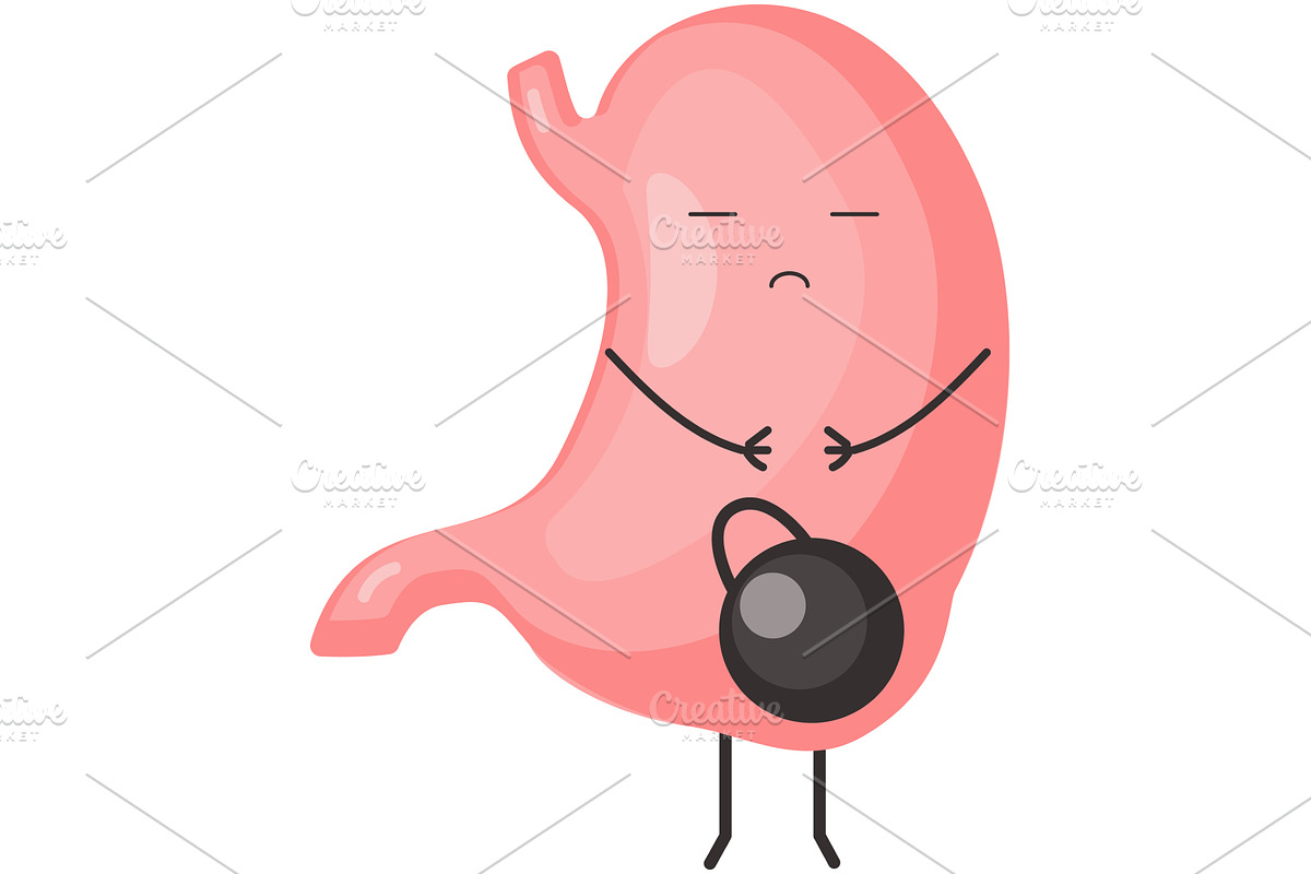 Heaviness in stomach vector cute, a Healthcare Illustration by SiberianArt