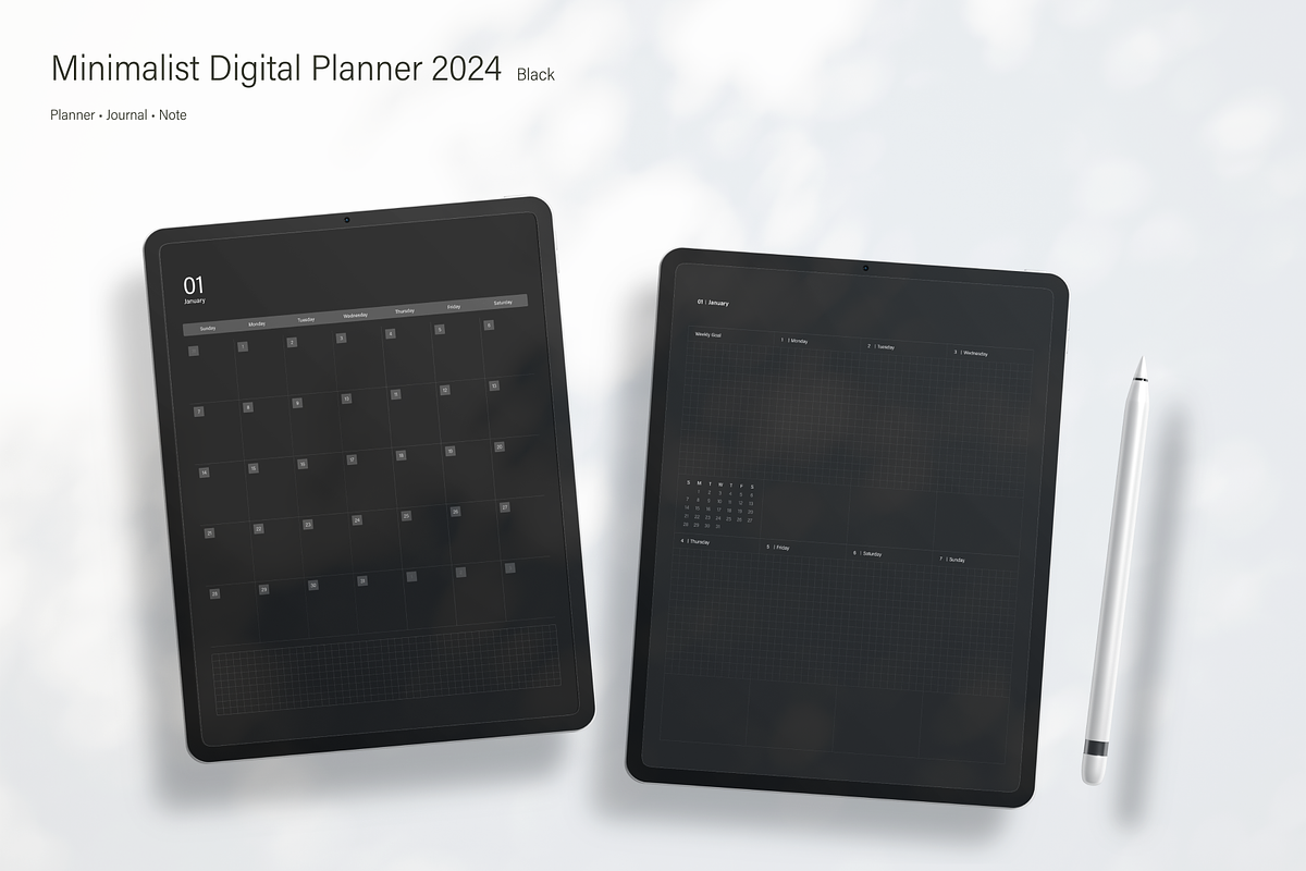 Digital Planner 2024 | Black, an App Template by SydneyYeom (Photo 1 of 11)