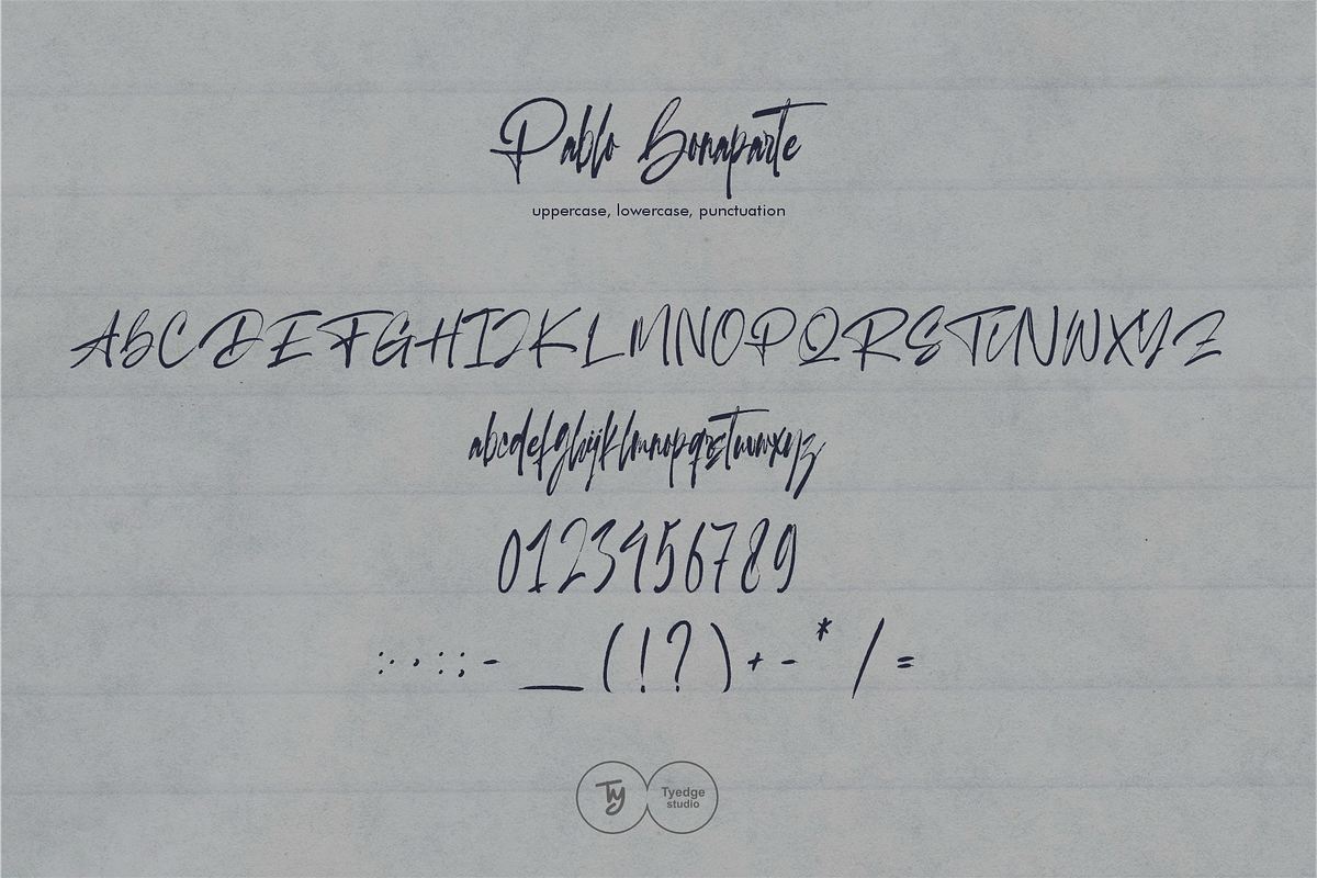 Pablo Bonaparte Modern Brush Script, a Script Font by Tyedge Studio (Photo 6 of 8)