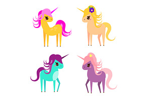 Cute Unicorns. Fairy Pony.