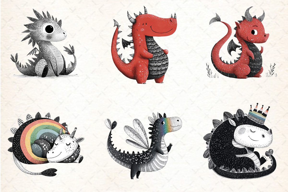 Baby Dragon Clipart Set, an Illustration by DreamCafeArt (Photo 5 of 8)