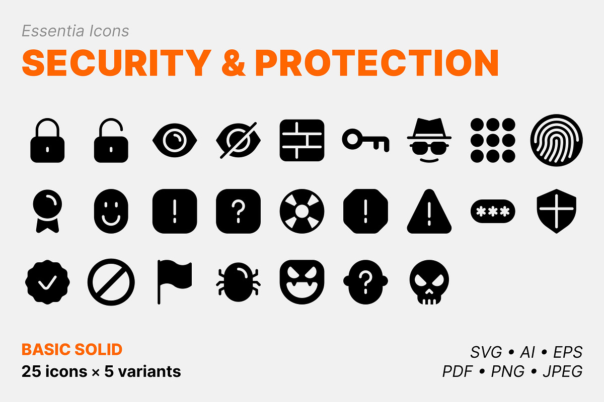 Protection & security icons (Solid), a Solid Icon by Totto House (Photo 1 of 3)