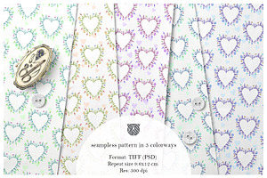 Spring Hearts Seamless Patterns