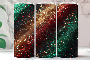 Red & Green Holiday Glitter Tumbler, a Background Photo by LamanAzalea