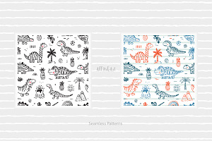 Cute Striped Dinosaurs Patterns