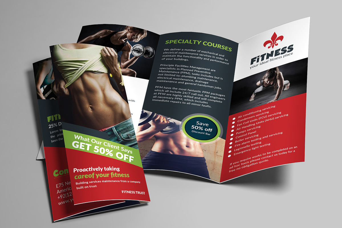 Fitness Trifold Brochures Bundle, a Brochure Template by AfzaalGraphics
