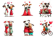 whimsical valentines day dogs clipar, an Illustration by CreationArt (Thumbnail 2 of 6)