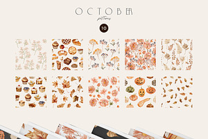 OCTOBER Watercolor Autumn Set