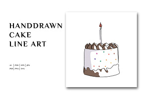 Line Art Cake Illustration, a Decorative Illustration by Brand_Hero