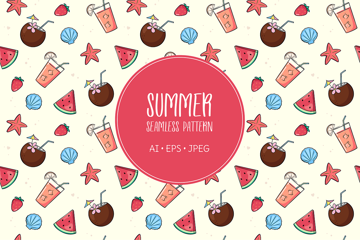 Summer beach pattern, an Illustration by Cmeree (Photo 1 of 3)