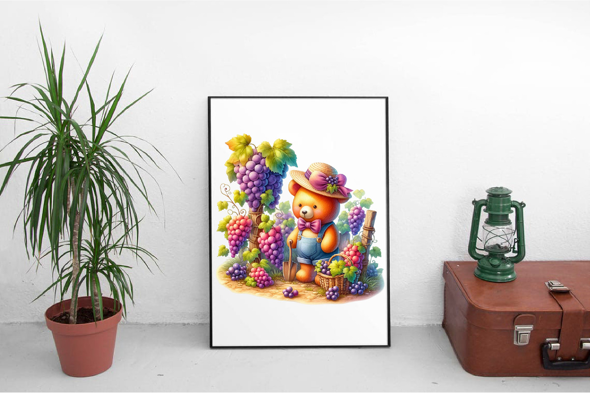 Bear in Grape Garden Clipart, a Graphic by SinaCreation (Photo 4 of 6)