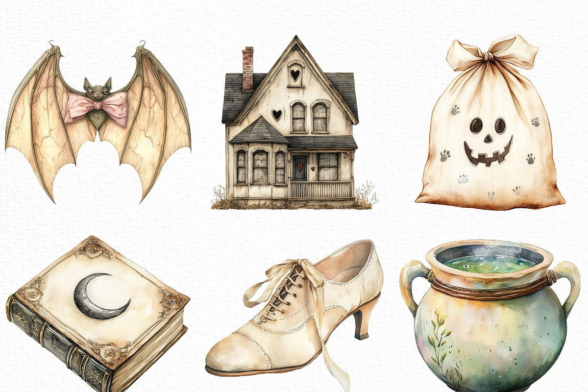 Watercolor Cute Beige Halloween Clip, an Illustration by Craft Nest (Photo 4 of 6)