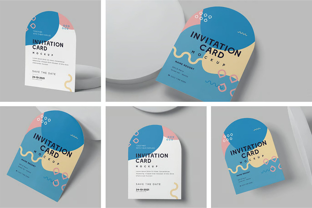 Arch Shaped Wedding Card Mockups, an Advertising Mockup by megostudi0 (Photo 1 of 7)
