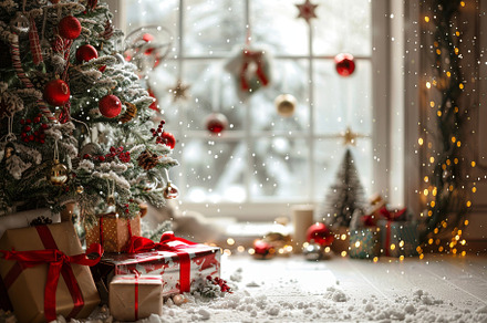 A beautifully decorated Christmas tr, a Photo by Tanuart