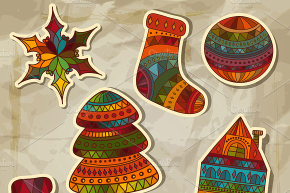 Vector Christmas Stickers Design Ele preview 2