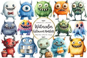 Halloween Monsters Clipart, an Illustration by OK Design