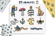 Folk Art Collection,Graphic Farm Set, an Animal Illustration by Sasha Mitkalova (Thumbnail 3 of 7)