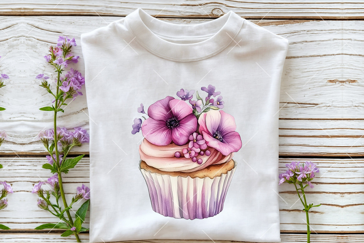 Spring Floral Cupcake Clipart, an Illustration by OK Design (Photo 5 of 6)