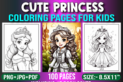Cute Princess Coloring Pages for Kid, a Stationery Template by Design Station (Thumbnail 1 of 6)
