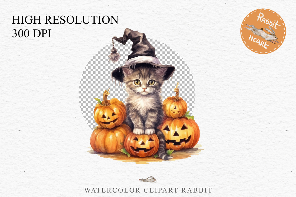 Halloween Kitten Pumpkin Cute Cats, an Animal Illustration by Rabbit Heart (Photo 2 of 10)