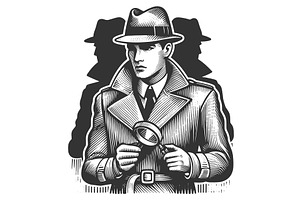 Detective With Magnifying Glass