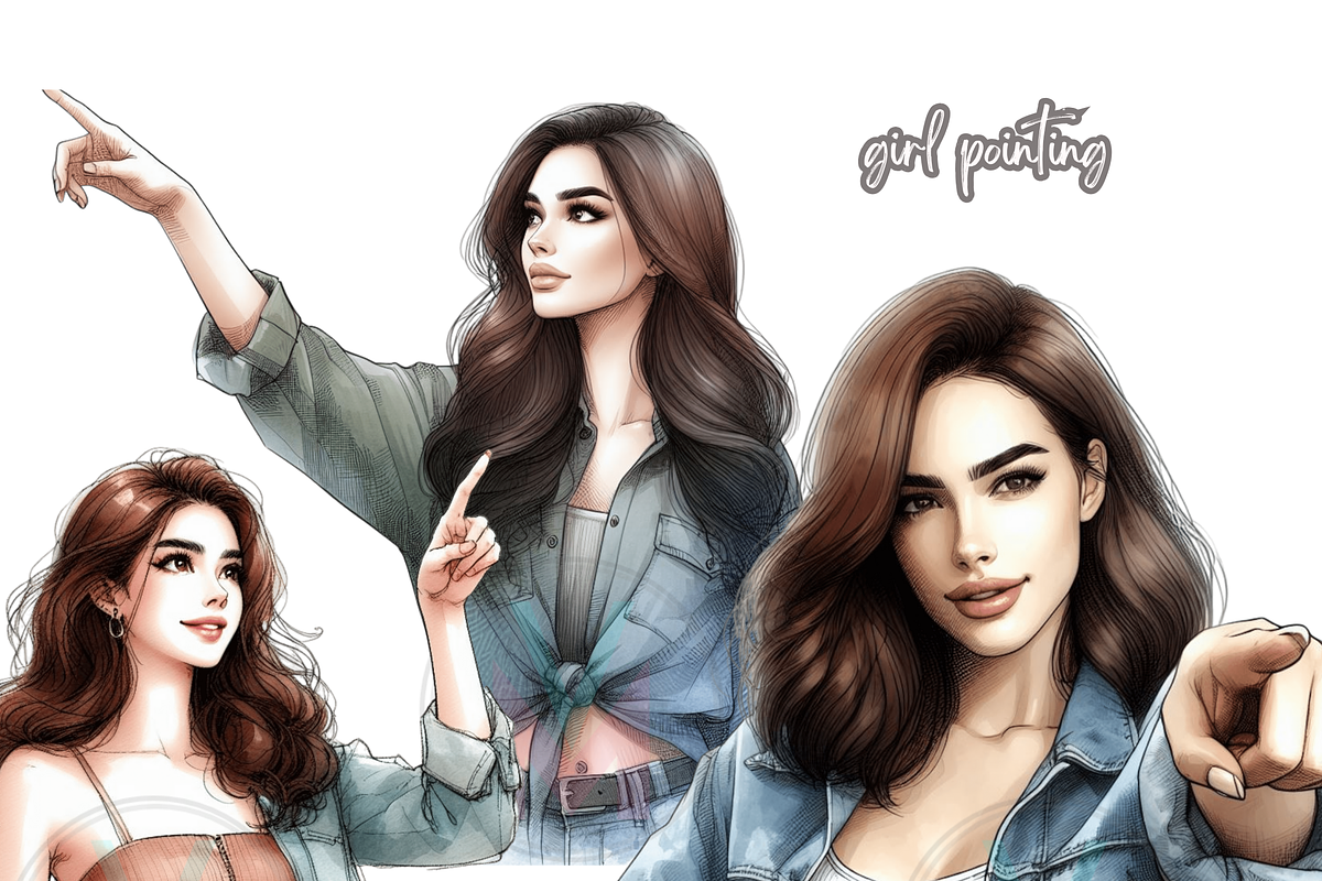 Trendy Girls Pointing Clipart Social, a Person Illustration by VM PARTYS  BY TAIRUMA (Photo 8 of 10)