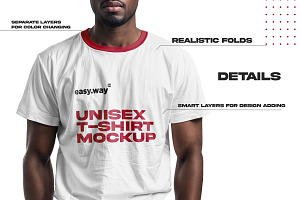 Man Wearing T-Shirt PSD Mockup