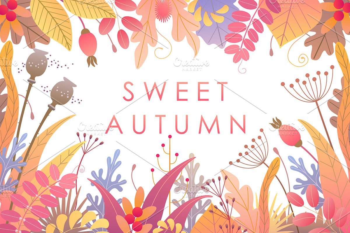 Fall Foliage Decoration, a Decorative Illustration by Valentyna Smordova (Photo 1 of 6)