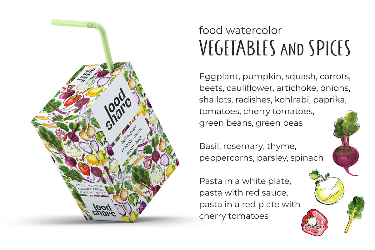 Food watercolor. Vegetables, a Food Illustration by irina.vaneeva (Photo 17 of 25)