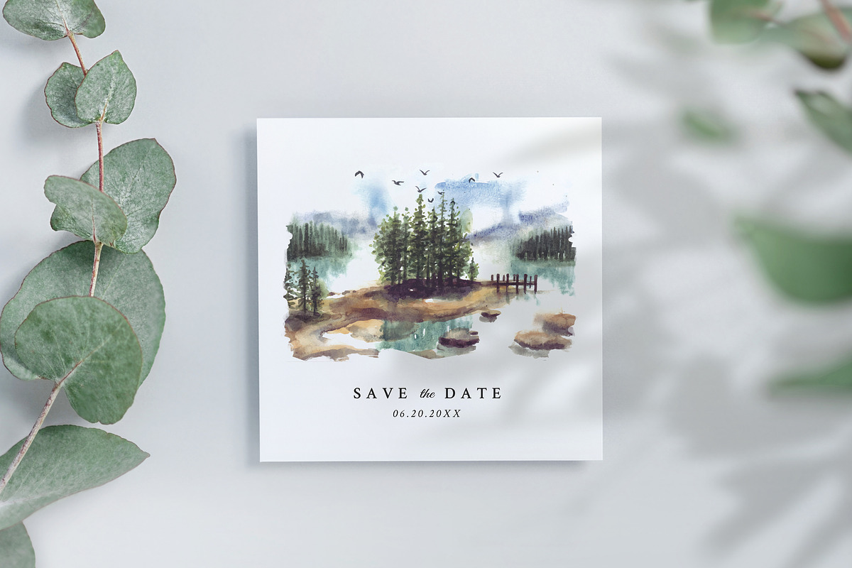 Watercolor Pine Trees & Lake, an Illustration by Yorda Studio (Photo 8 of 13)