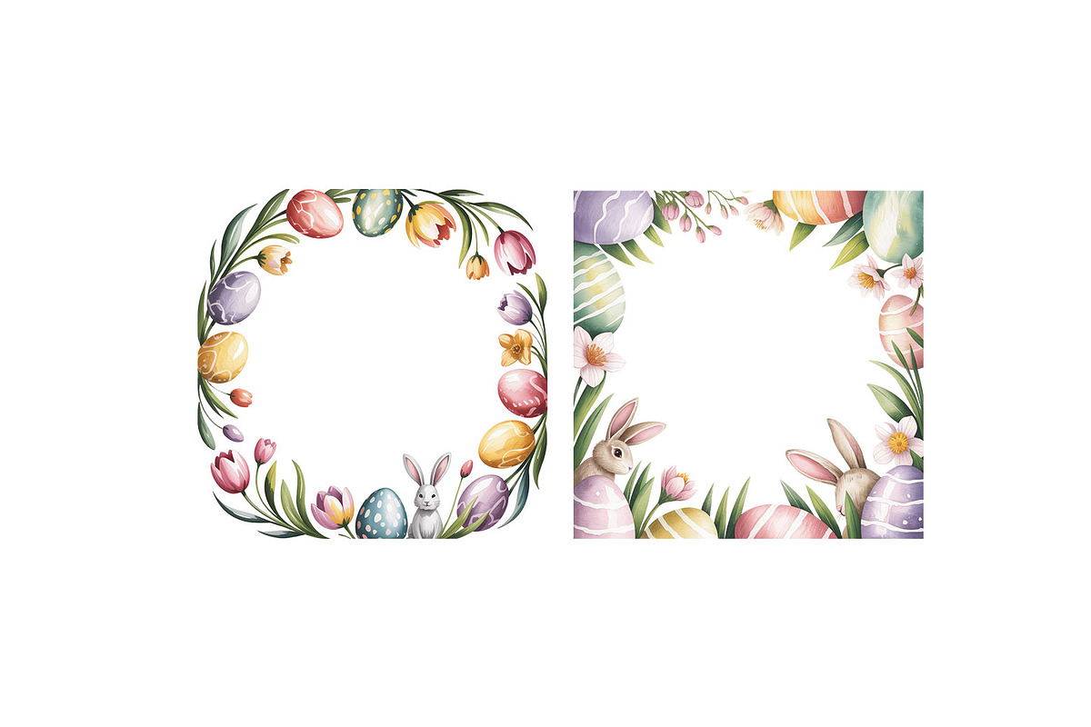 Happy easter watercolor frames, a Texture Illustration by SketchArtStudio (Photo 3 of 4)