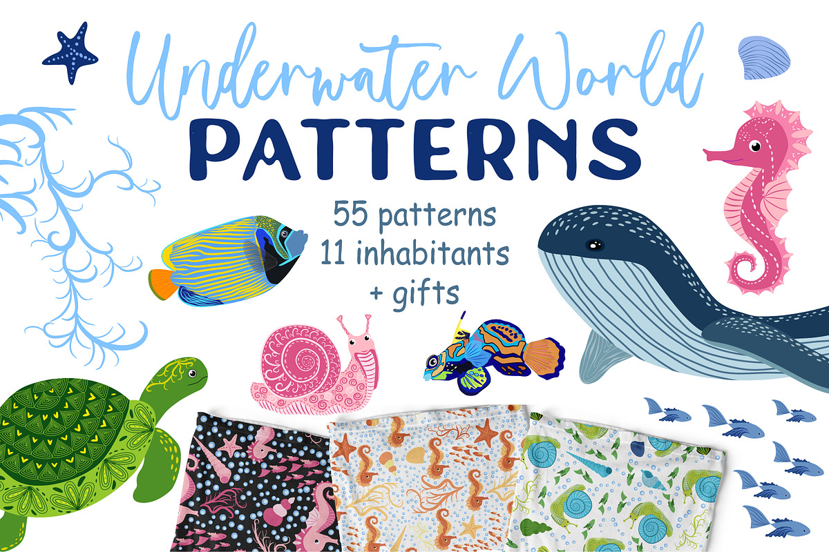 Underwater World Pattern, a Pattern Graphic by Michiru13 (Photo 1 of 19)