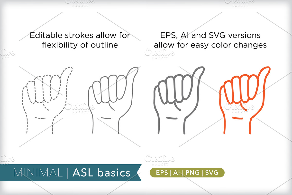 American sign language (ASL) basics, an Outline Icon by Picture Window (Photo 5 of 5)