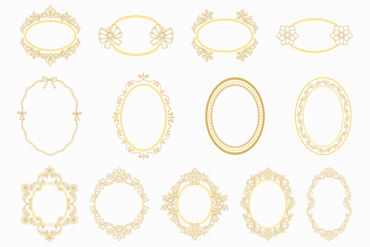 Oval Ornamental Frame Vector Bundle, a Decorative Illustration by Kusumaillustration (Photo 13 of 16)