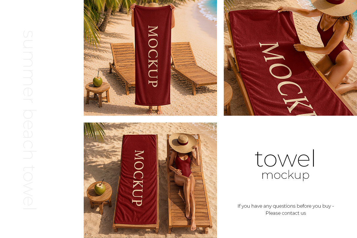Summer Beach Towel Mockup Set, a Household Mockup by Country4k (Photo 5 of 5)