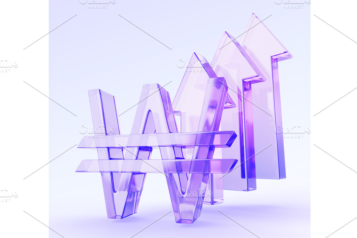 Hologram glass 3D Korean won sign, a Finance Illustration by Marozhkastudio