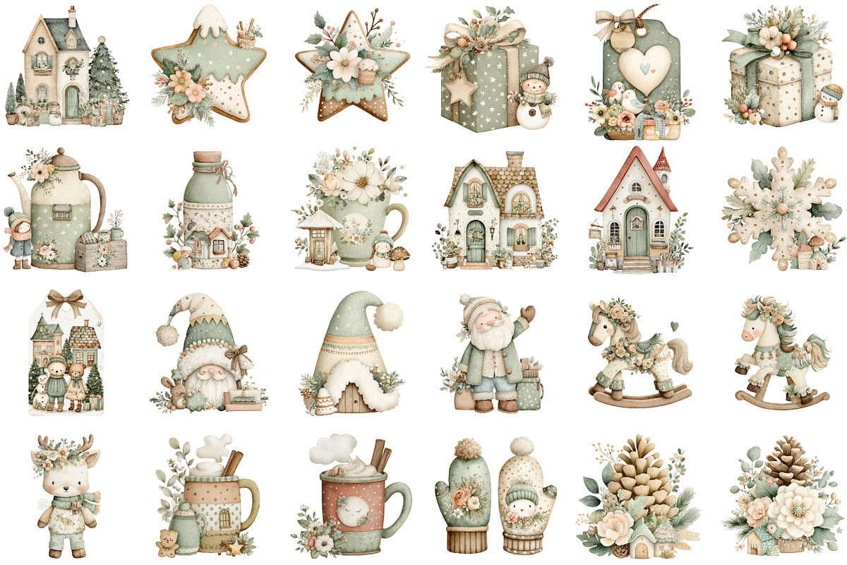 Hygge Christmas Watercolor Clipart, an Illustration by DreamCafeArt (Photo 2 of 6)