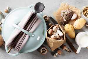Autumn Cooking Ingredients and Blue Pot Flat Lay, a Food & Drink Photo by Natalia Klenova's Shop