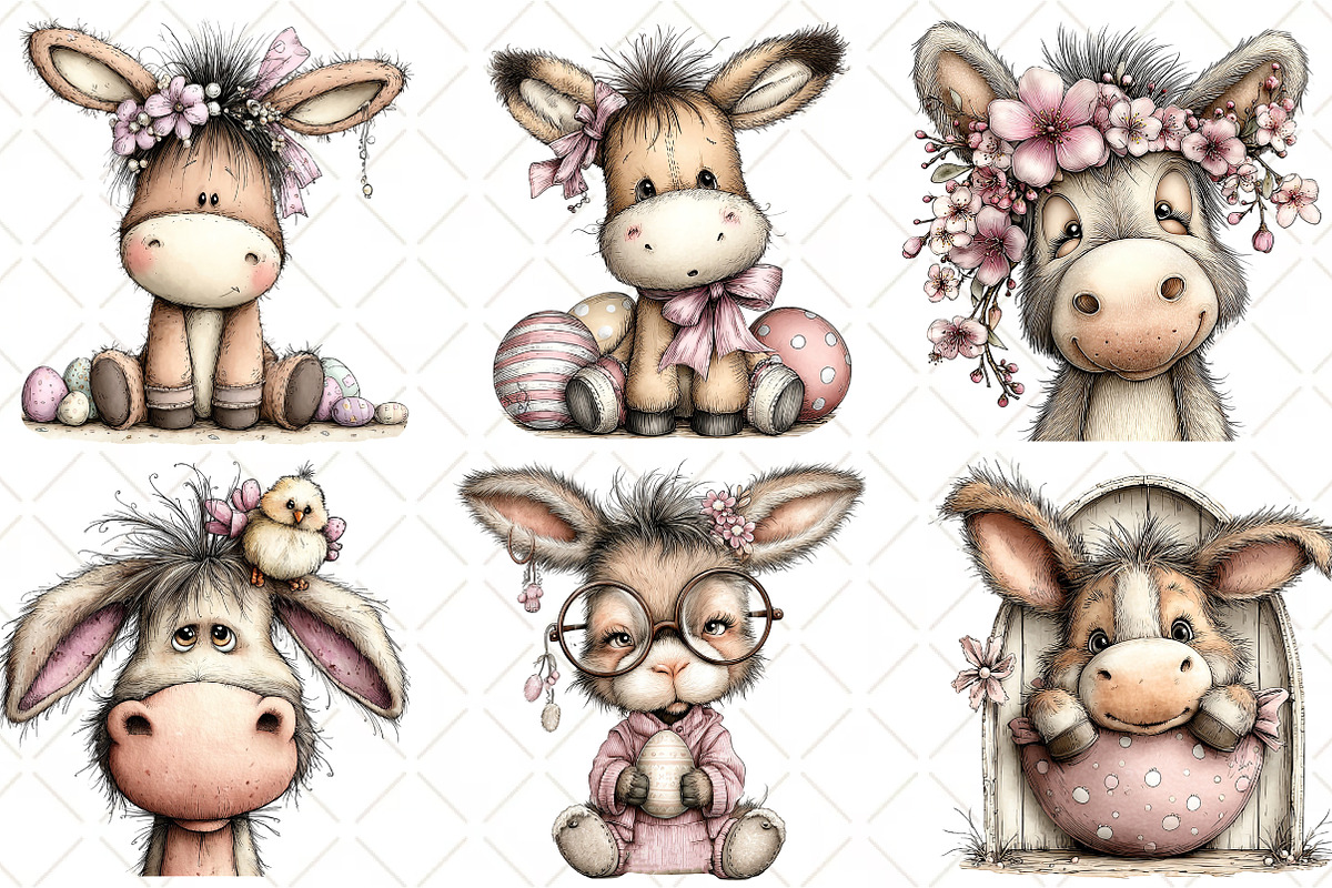 Whimsical Easter Donkey Clipart, an Illustration by Black Bird Studio (Photo 5 of 6)