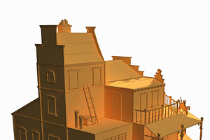 Western Saloon Low Poly