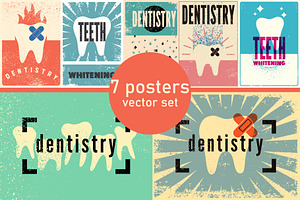 Dentistry grunge vector poster set., a Healthcare Illustration by PoPaShop
