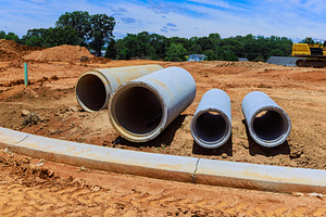 Construction site concrete pipes, an Industrial Photo by Ungvar Studio
