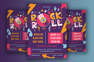 Rock 'n' Roll Poster With Vinyl, a Flyer Template by barsrsind