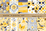 Bird and Butterfly Scrapbook Papers, a Pattern Graphic by Maishop (Thumbnail 1 of 4)