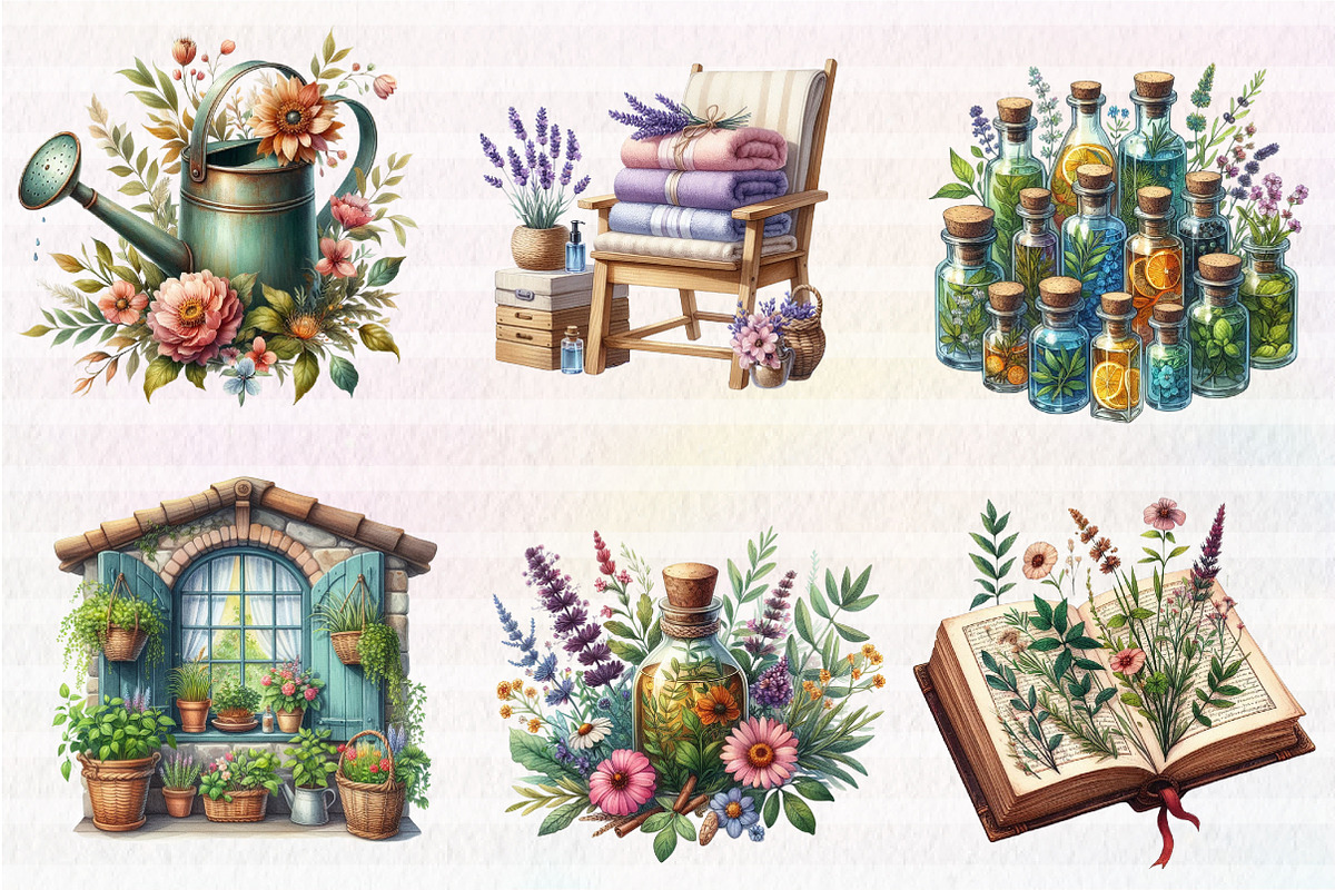Botanical Wellness Watercolor Clipar, an Illustration by CreationArt (Photo 4 of 5)