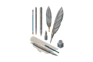 Feather pen cartoon vector concept, an Object Illustration by Onyx